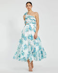 White One Shoulder Ruffle Cut-Out Chiffon Midi Dress