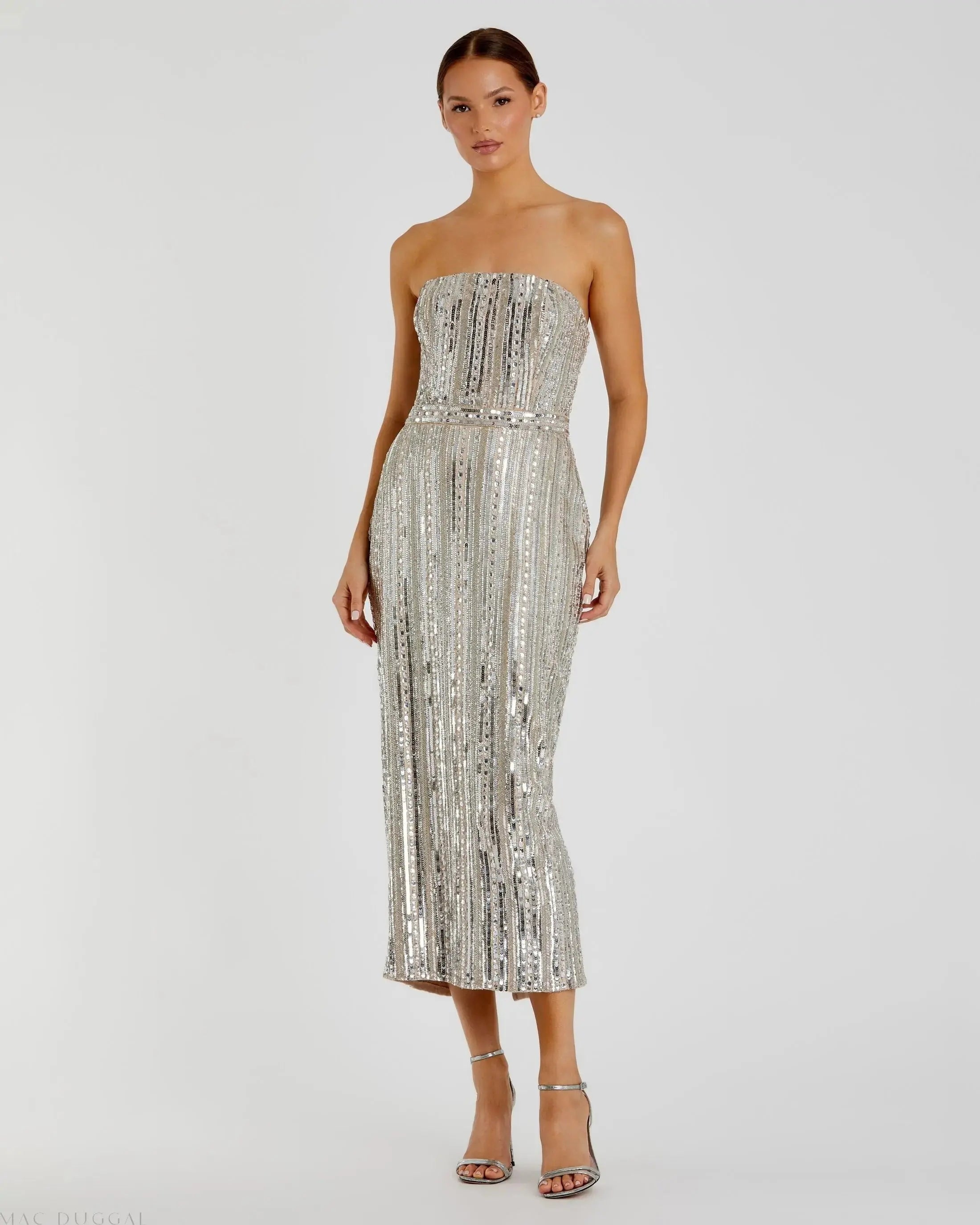 Embellished Strapless Sheath Dress